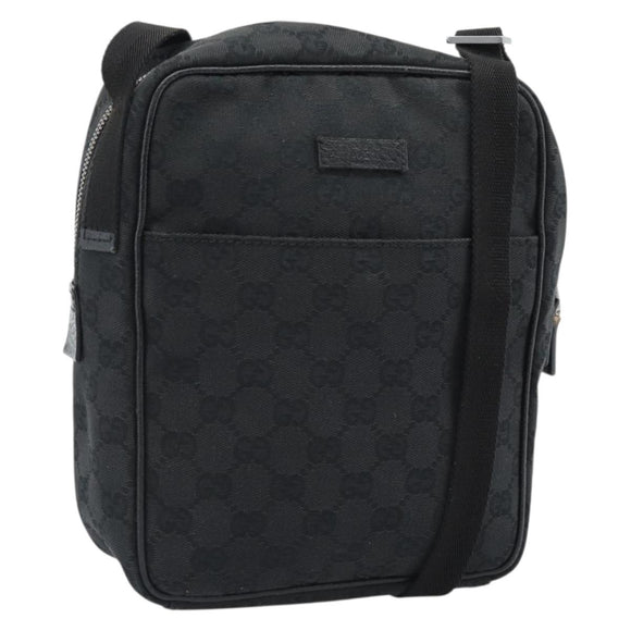 GUCCI GG Canvas Shoulder Bag Black Silver 122759 Auth ar13952