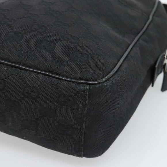 GUCCI GG Canvas Shoulder Bag Black Silver 122759 Auth ar13952