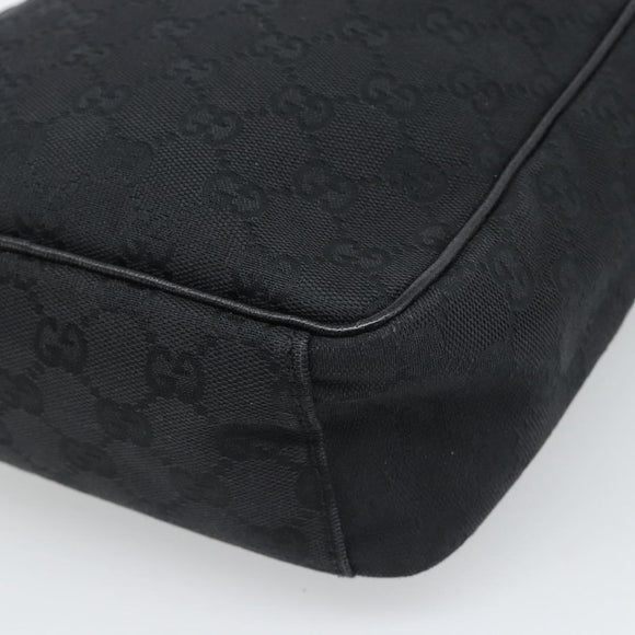 GUCCI GG Canvas Shoulder Bag Black Silver 122759 Auth ar13952
