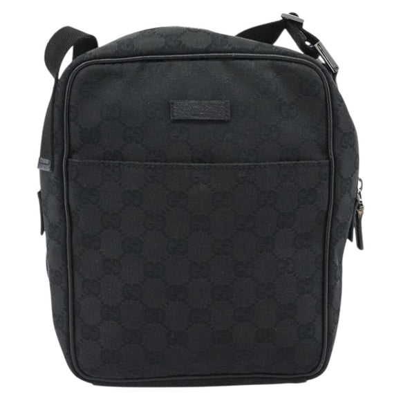 GUCCI GG Canvas Shoulder Bag Black Silver 122759 Auth ar13952