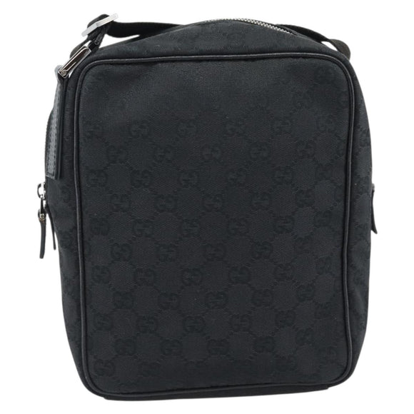 GUCCI GG Canvas Shoulder Bag Black Silver 122759 Auth ar13952