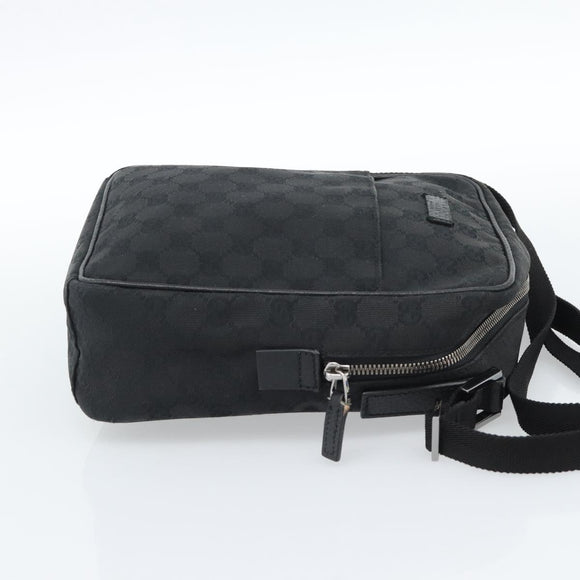 GUCCI GG Canvas Shoulder Bag Black Silver 122759 Auth ar13952