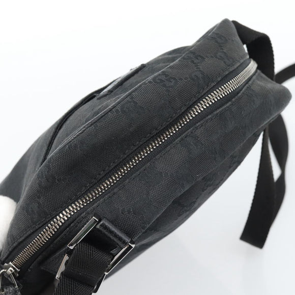 GUCCI GG Canvas Shoulder Bag Black Silver 122759 Auth ar13952