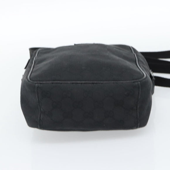 GUCCI GG Canvas Shoulder Bag Black Silver 122759 Auth ar13952