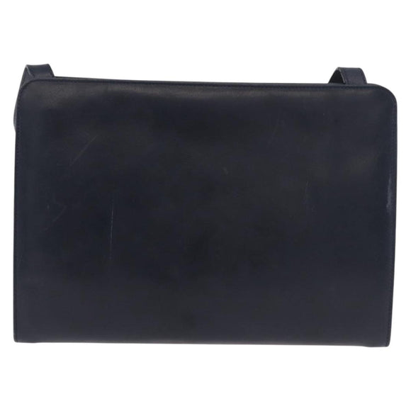 Salvatore Ferragamo Shoulder Bag Leather Navy Gold Auth ar13953