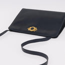 Salvatore Ferragamo Shoulder Bag Leather Navy Gold Auth ar13953-6
