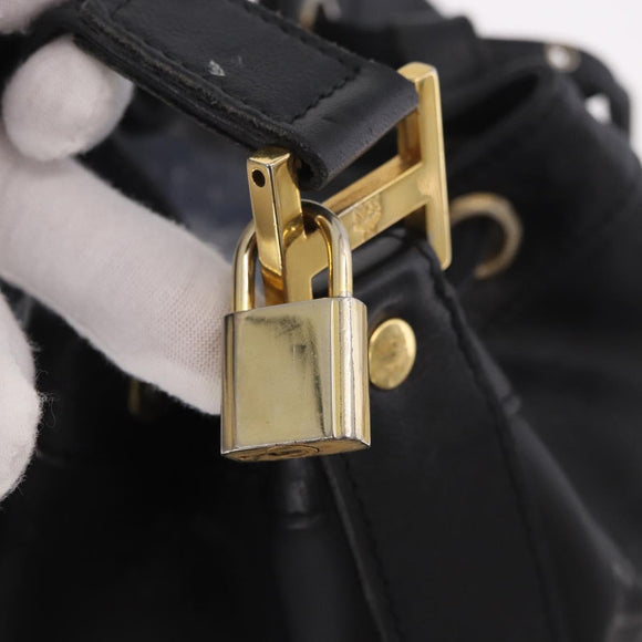 MCM Vicetos Logogram Shoulder Bag PVC Black Gold Auth ar13954