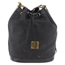 MCM Vicetos Logogram Shoulder Bag PVC Black Gold Auth ar13954-13