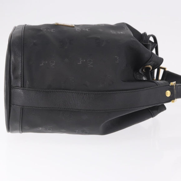 MCM Vicetos Logogram Shoulder Bag PVC Black Gold Auth ar13954