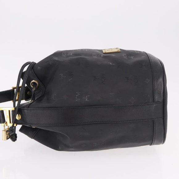 MCM Vicetos Logogram Shoulder Bag PVC Black Gold Auth ar13954