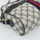 GUCCI GG Supreme Sherry Line Shoulder Bag PVC Navy Gold Auth ar13955-11