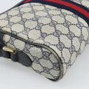 GUCCI GG Supreme Sherry Line Shoulder Bag PVC Navy Gold Auth ar13955-13