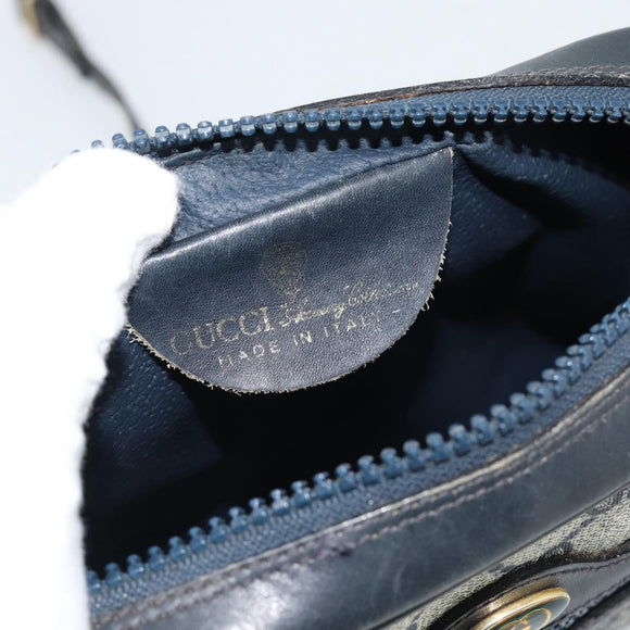 GUCCI GG Supreme Sherry Line Shoulder Bag PVC Navy Gold Auth ar13955