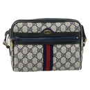 GUCCI GG Supreme Sherry Line Shoulder Bag PVC Navy Gold Auth ar13955-2