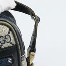 GUCCI GG Supreme Sherry Line Shoulder Bag PVC Navy Gold Auth ar13955-20