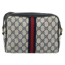 GUCCI GG Supreme Sherry Line Shoulder Bag PVC Navy Gold Auth ar13955-3
