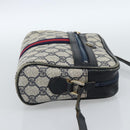 GUCCI GG Supreme Sherry Line Shoulder Bag PVC Navy Gold Auth ar13955-5