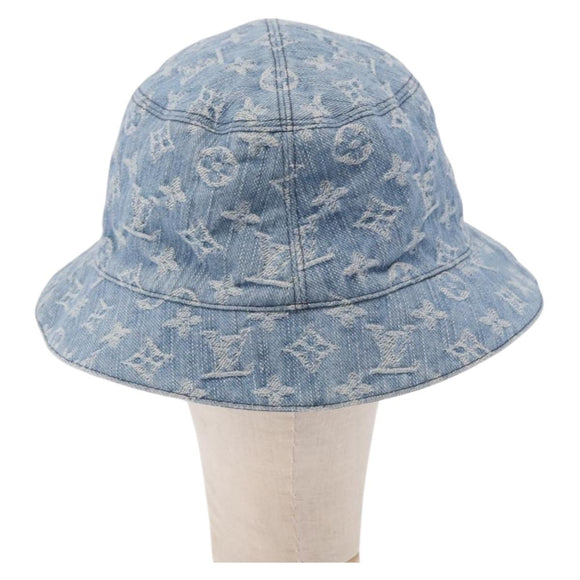 LOUIS VUITTON Monogram Denim Bucket hat Hat Blue LV Auth ar13961A