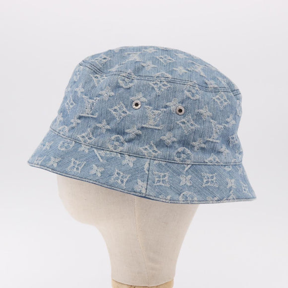 LOUIS VUITTON Monogram Denim Bucket hat Hat Blue LV Auth ar13961A