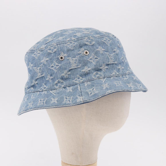 LOUIS VUITTON Monogram Denim Bucket hat Hat Blue LV Auth ar13961A