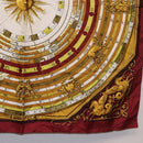 HERMES Carre 90 Scarf ""DIES ET HORE"" Silk Bordeaux Auth ar13966-10