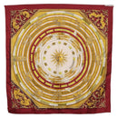 HERMES Carre 90 Scarf ""DIES ET HORE"" Silk Bordeaux Auth ar13966-12