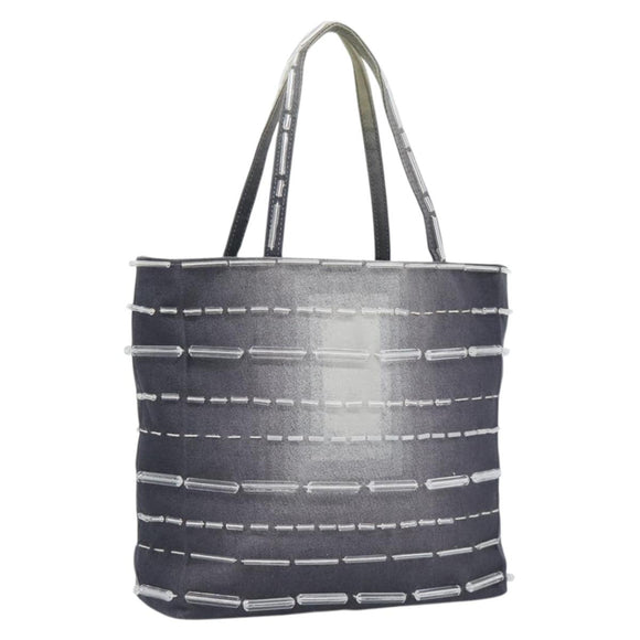 PRADA Hand Bag Canvas Gray Auth ar13973