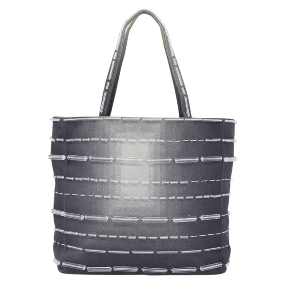 PRADA Hand Bag Canvas Gray Auth ar13973