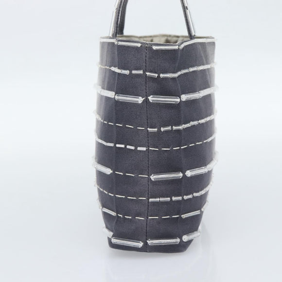 PRADA Hand Bag Canvas Gray Auth ar13973