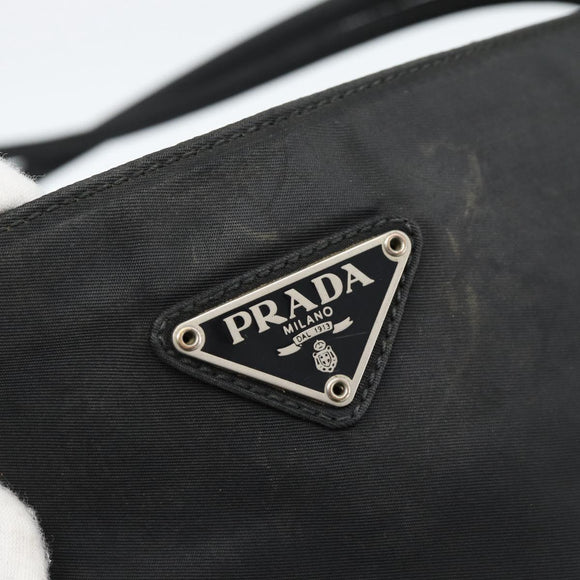 PRADA Hand Bag Nylon Black Silver Auth ar13974
