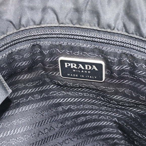PRADA Hand Bag Nylon Black Silver Auth ar13974