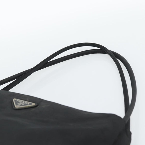 PRADA Hand Bag Nylon Black Silver Auth ar13974