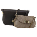 BALLY Chloe Shoulder Bag Suede Leather 2way 2 Set Dark Brown Beige Auth ar13975-1