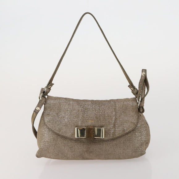 BALLY Chloe Shoulder Bag Suede Leather 2way 2 Set Dark Brown Beige Auth ar13975