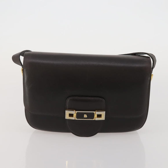 BALLY Chloe Shoulder Bag Suede Leather 2way 2 Set Dark Brown Beige Auth ar13975