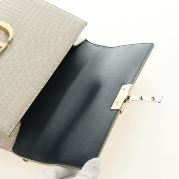 Christian Dior Montaigne Chain Bag Patent Leather Beige Gold Auth ar13976V
