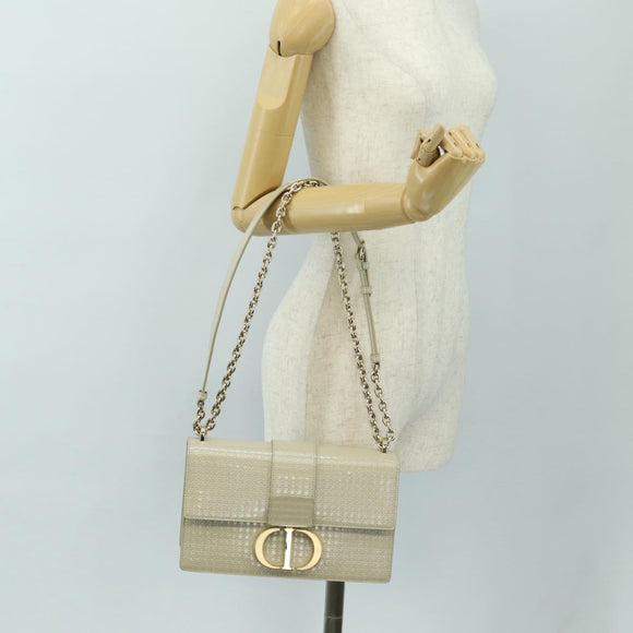 Christian Dior Montaigne Chain Bag Patent Leather Beige Gold Auth ar13976V