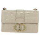 Christian Dior Montaigne Chain Bag Patent Leather Beige Gold Auth ar13976V-13