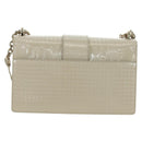 Christian Dior Montaigne Chain Bag Patent Leather Beige Gold Auth ar13976V-2