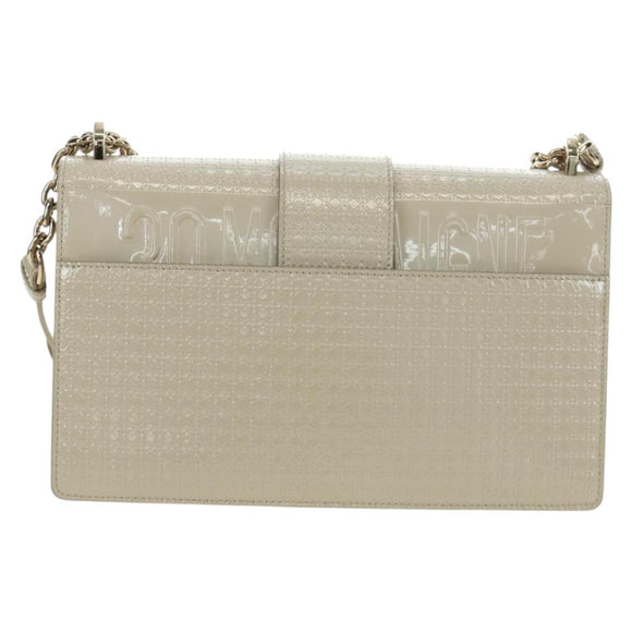 Christian Dior Montaigne Chain Bag Patent Leather Beige Gold Auth ar13976V
