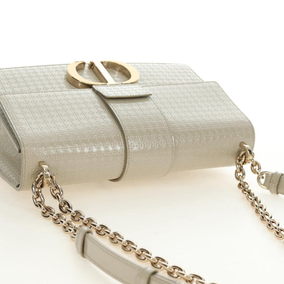 Christian Dior Montaigne Chain Bag Patent Leather Beige Gold Auth ar13976V
