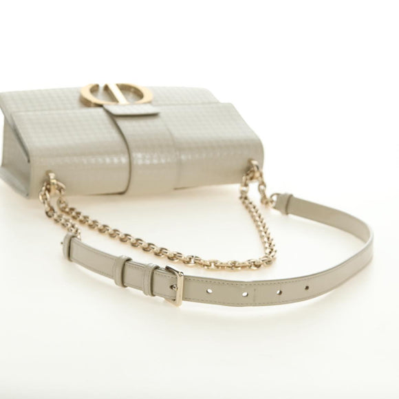 Christian Dior Montaigne Chain Bag Patent Leather Beige Gold Auth ar13976V