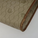 Christian Dior Honeycomb Canvas Shoulder Bag PVC Beige Gold Auth ar13978-10