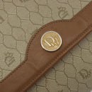 Christian Dior Honeycomb Canvas Shoulder Bag PVC Beige Gold Auth ar13978-14