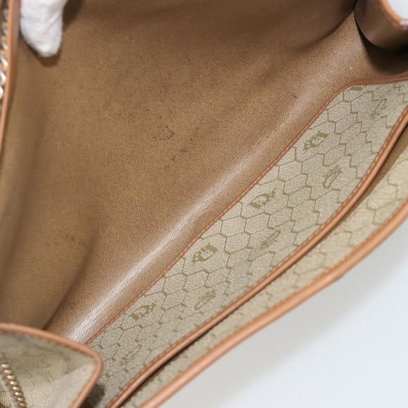 Christian Dior Honeycomb Canvas Shoulder Bag PVC Beige Gold Auth ar13978