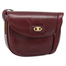 CELINE Shoulder Bag Leather Bordeaux Gold Auth ar13983-1