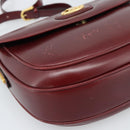 CELINE Shoulder Bag Leather Bordeaux Gold Auth ar13983-16