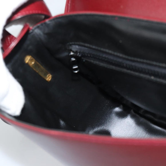 CELINE Shoulder Bag Leather Bordeaux Gold Auth ar13983