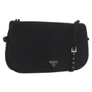 PRADA Shoulder Bag Nylon Black Silver Auth ar13984-1