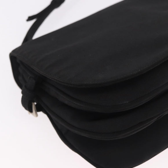 PRADA Shoulder Bag Nylon Black Silver Auth ar13984